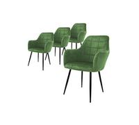 ECD Germany Set de 4x Chaises de Salle à Manger Vert Clair (Sauge), Style Moderne/Retro,