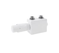 ECD Germany Set vanne thermostatique multiblock blanc universel angulaire traversant thermostat pour radiateur de salle de bain raccord central bloc