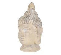 ECD Germany Tête de Bouddha Statue Sculpture Décoration Feng Shui Pierre Artificielle Polyrésine 78 cm Beige/Gris Figurine Ornement