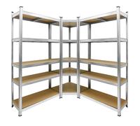 ECD Germany Système d'Étagères d'Angle Robuste Set 3x, 2 Étagères de Stockage 180x90x40 cm + Étagère d'Angle 180x70x40 cm
