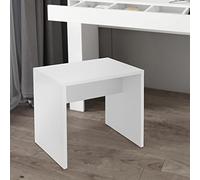 ECD Germany Tabouret de Coiffeuse, Blanc, 40x36x41cm, Design Élégant, Grand Confort Siege d'Assise, Banquette en Bois, Revêtement en Simili, Tabouret Maquillage, Banc de Maquillage Moderne, Robuste