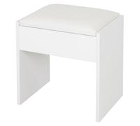 ECD Germany Tabouret de coiffeuse 40×43×29,5 cm — bois, coussin rembourré simili, blanc
