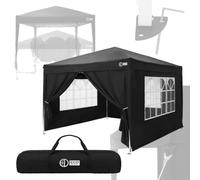ECD Germany Tonnelle de Jardin Pliante 3x3 m Imperméable, Barnum Pliant Pop up avec 4 Parois Amovibles, Protection UV 50+, Sac de Transport, Tente de Réception Pavillon Gazebo pour Patio Camping, Noir