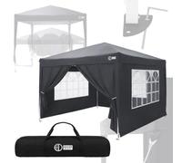 ECD Germany Tonnelle de Jardin Pliante 3x3 m Imperméable, Barnum Pliant Pop up avec 4 Parois Amovibles, Protection UV 50+, Sac de Transport, Tente de Réception Gazebo pour Patio Camping, Anthracite
