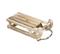 ECD Germany Traîneau de Décoration en Bois avec 25 LEDs Blanc Chaud 31 5x14 5x10 5 cm Marron-Naturel