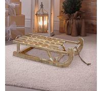 ECD Germany Traîneau Décoratif avec LED de Noël 50,5x13,5x23,5 cm - Décoration en Bois Marron - Ornament Sapin de Noël avec Lumière Blanc Chaud - Sleigh Luge Déco - Cadeau Accessoire Festif de Maison