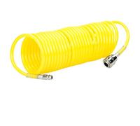ECD Germany Tuyau à Air Comprimé de 7,5 m - Spiral, Sous Pression, Pneumatique - Compresseur d'Air PE Flexible - Jaune