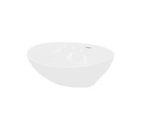 ECD Germany Vasque à poser Ovale 410 x 330 x 142 mm Céramique Blanc – Connexion standard