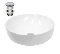 Vasque à Poser Lavabo Salle de Bain - Ø 400x400x135 mm - en Céramique - Rond -