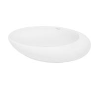 ECD Germany Vasque à Poser Lavabo Salle de Bain - Ø 585 x 375 mm - en Céramique - Ovale - Blanc - Vasque Salle de Bain Lave-Mains Évier - Lavabo à Poser sur Meuble Salle de Bain - Design Modern