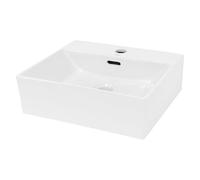ECD Germany Vasque à Poser Lavabo Salle de Bain - en Céramique - Blanc - 415 x 360 x130 mm - Lave-Mains Suspendu Vasque Salle de Bain Toilette - Rectangulaire - sans kit de vidange