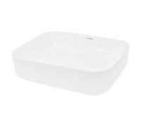 ECD Germany Vasque à Poser Lavabo Salle de Bain - Rectangulaire - 505 x 395 x 135 mm - en Céramique - Blanc - Lave Main Évier Toilette - Drain Raccordement Standard et Trop-Plein - Design Moderne
