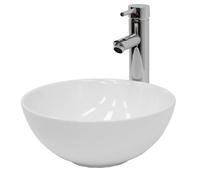 ECD Germany Vasque à poser rond lavabo salle de bain - Ø 350 x 120 mm - en céramique - blanc