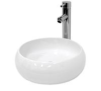 ECD Germany Lavabo en Céramique Blanc Ø 350x120 mm avec Garniture de Vidage 1 1/4" Blanc G