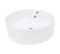ECD Germany Vasque à Poser Salle de Bain - 460 x 460 mm x 155 mm - en Céramique - Rond - Blanc - Vasque Salle de Bain - Lave-Mains Évier - Lavabo à Poser sur Meuble - Moderne - sans Kit de Vidange