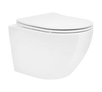ECD Germany WC Suspendu sans Bride, Court, 49 cm, Blanc Brillant, Cuvette en Céramique avec Surface Antibactérienne, Abattant Amovible en Plastique Thermodurcissable, Fermeture en Douceur Automatique