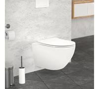 ECD Germany WC Suspendu sans Rebord 54 cm Blanc Mat, en Céramique Sanitaire, avec Siège Amovible en Duroplast Softclose, Toilette Murale Cuvette à Chasse d'eau Profonde pour la Salle de Bain