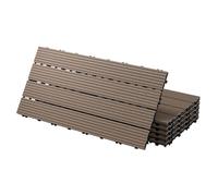 ECD Germany Dalles Terrasse Clipsables WPC 60x30 cm/6 pièces=1m² Marron Foncé Strié Aspect Bois Panneaux avec Système à Clic et Drainage Revêtement de Sol Carrelage Lames Patio Jardin Extérieur