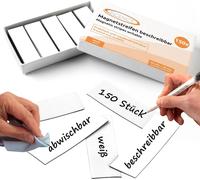 ECENCE 150 Bandes magnétiques inscriptibles - 60 x 20 mm, blanches - bandes adhésives découpables - effaçables