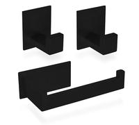 ECENCE 1x Porte Papier Toilette et 2X Crochets, adhésif - Support Papier Toilette - Accessoires de Salle de Bain - en Acier Inoxydable 304 Noir