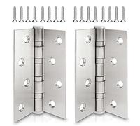 ECENCE 2x Argent Charnière de porte en inox 304 (V2A) + vis | penture paumelle renforcée par 4 billes en acier charnière en inox épaisseur du matériau 2,5 mm pour portes massives
