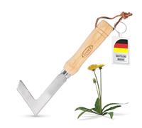 ECENCE Couteau Désherbeur Manuel en Acier Inoxydable - Grattoir de Jardin pour Joints, Mousse & Mauvaises Herbes - Outil Désherbant avec Manche en Bois 23cm