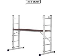 Échafaudage de chantier VaGo, échafaudage de construction, 2 x 6 marches, échafaudage d'escalier, échelle, plate-forme
