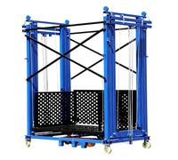 Échafaudage Électrique Portable Bleu | Dispositif Antichute, Arrêt D'urgence - Pour Domicile, Entrepôt Ou Usine(Raise 6.5M/21.33FT)