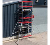 Trade Master Pro® Échafaudage en Aluminium | Robuste | Hauteur réglable | Base pliable | Charge admissible : 230 kg | Montage facile | Certifié EN1004 | Hauteur de travail : 5,7 m