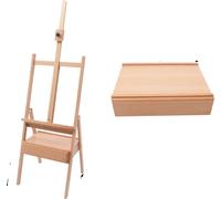 Échafaudage en bois réglable, capacité de charge de 50 kg, hauteur réglable de 154 à 198 cm, finition bois