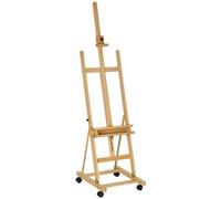 Échafaudage réglable sur roulettes | Couleur : bois naturel | Dimensions : 50,5 x 53 x 178-238 cm