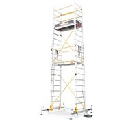Echafaudage Télescopique Aluminium 6,50m - 2 Plateaux - TO 4.5 - Norme EN 1004 - Roues Pivotantes