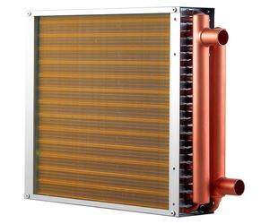 Échangeur de chaleur eau-air, serpentin avec tubes en cuivre et ailettes en aluminium, dimensions 356 x 356 mm, pour systèmes de chauffage, ventilation et climatisation (CVC). Puissance de 65 000 BTU,