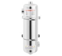 Échangeur de chaleur pour piscine - MF-200 - 60 kW - Débit 208 l/min - 48 × 13,4 cm - Acier inoxydable SS304 - Raccords à contre-courant - 10/5 bars - Gris clair