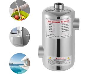 Échangeur thermique pour piscine et spa - Chauffage de piscine - 2800 W en acier inoxydable - Pour piscines d'eau salée, bains à remous, chauffage solaire/systèmes de rayonnement - Gris clair