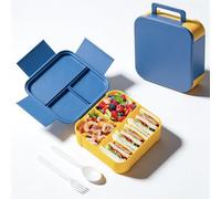 Echehi 1200ml Bento Lunch Box, Conteneur Repas avec Compartiments, avec Couverts et Poignée, Passable au Micro-ondes et Lave-vaisselle, pour Adultes, Enfants, Bureau, École, Pique-nique. Bleu