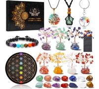 Echehi Calendrier De l'Avent 2026, Avec 7 Arbres De Cristal Chakras, 14 Pierres Naturelles Et 3 Accessoires Chakras, Calendrier De l'Avent Pour Femmes, Filles, Passionnés De Roches Et De Cristaux
