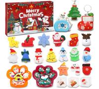 Echehi Calendrier De l'Avent Squishy Avec 2 Gros Squishys + 19 Petites Figurines Festives + 3 Porte-Clés, Jouets Sensoriels Anti-Stress, Calendrier De l'Avent 2026 Pour Enfants, Garçons Et Filles