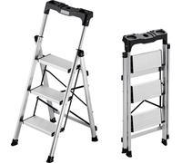 Échelle à 3 marches SucceBuy, échelle pliante en aluminium avec marches antidérapantes et poignée ergonomique, charge maximale 150 kg, échelle polyvalente pour la cuisine, le bureau, la maison et l'en