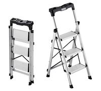 Échelle à 3 marches VEVOR, échelle pliante avec marches antidérapantes et poignée confortable, échelle domestique, capacité de charge 150 kg, échelle double en aluminium, échelle de sécurité pour la c