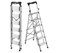 Échelle à 6 marches VEVOR, échelle pliante avec marches antidérapantes et poignée confortable, échelle domestique d'une capacité de charge de 150 kg, échelle de sécurité en aluminium pour la cuisine,