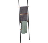 Échelle à serviettes Relaxdays, bois et métal, 4 barreaux, pour serviettes et vêtements, à poser contre un mur, 171 x 50 x 3 cm, anthracite/naturel