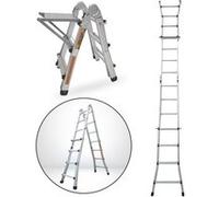 Échelle articulée pliante et télescopique en aluminium 4x3 marches 2,81m + 1 tablette G