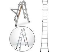 Échelle articulée pliante et télescopique en aluminium 4x4 marches 3,88m + 1 tablette G