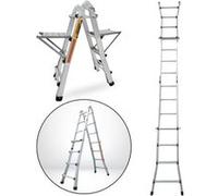 Échelle articulée pliante et télescopique en aluminium 4x4 marches 3,88m + 2 tablettes G