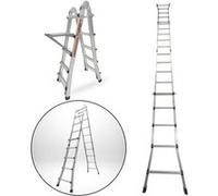 Échelle articulée pliante et télescopique en aluminium 4x5 marches 4,96m + 1 tablette G