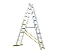 Échelle combinée Trade Master Pro® en 2 parties | Échelle tout-en-un, échelle double | Aluminium | Barre stabilisatrice antidérapante | Capacité de charge : 150 kg | e EN131 Pro | Dimensions : 2 x 11