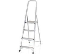 Échelle coulissante en aluminium à 4 marches, avec sangles de sécurité et limite de poids de 150 kg, couleur argent.