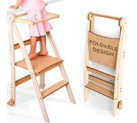 Échelle d'apprentissage en bois Montessori peu encombrante : échelle d'apprentissage pliable, tabouret pour enfants, escabeau pliable pour enfants, échelle d'apprentissage avec protection anti-bascule