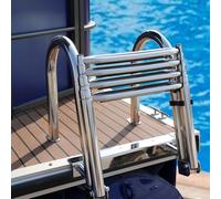 Échelle De Bain Échelle Bateau Pliable, Échelles en Acier Inoxydable Télescopique 4 Marches pour Piscine/Piscine Bateau, Ponton D'entrée Poupe Marine Yacht Marin avec Main Courante Et Échelon Large